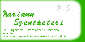 mariann szentpeteri business card