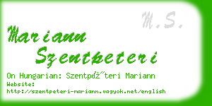 mariann szentpeteri business card